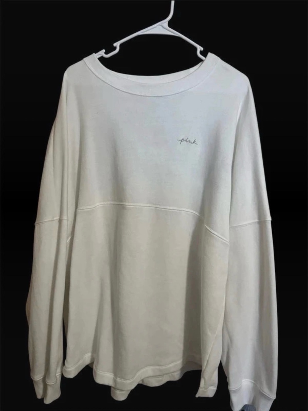PINK Victoria's Secret Women’s White Crewneck  with Silver  Logo